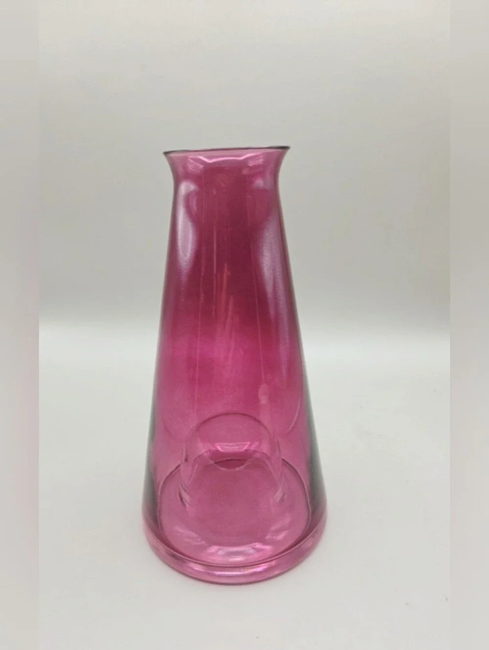 Purplish Pink Glass Vase with a Dome in the Inside Bottom